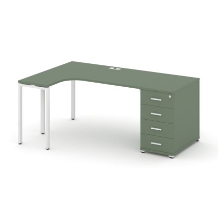 Concept Стол эргономичный CN.SA-402(L) W Кобо/Металл Белый 2000*1180*750