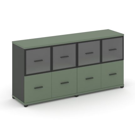 Concept Шкаф 2 широкие секции, 2 нишии CN.STS-222 RPB A Кобо/Антрацит/Металл Антрацит/Прозрачный 166