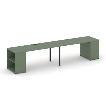 Concept Рабочая станция с опорными стеллажами CN.ORS-203 Кобо/Металл Черный 3600*720*750