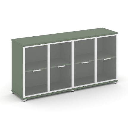 Concept Шкаф 2 широкие секции, 2 нишии CN.STS-223 RPW W Кобо/Металл Белый/Прозрачный 1668*420*818