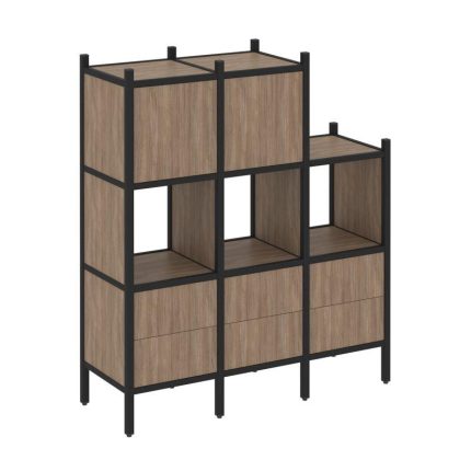 Loft Прямой стеллаж VR.L-15 Дуб Аризона/Металл Черный 1278*446*1458