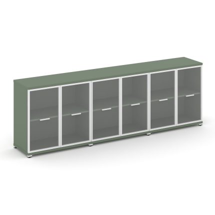 Concept Шкаф 3 широкие секции, 2 ниши CN.STS-233 RPW W Кобо/Металл Белый/Прозрачный 2500*420*818