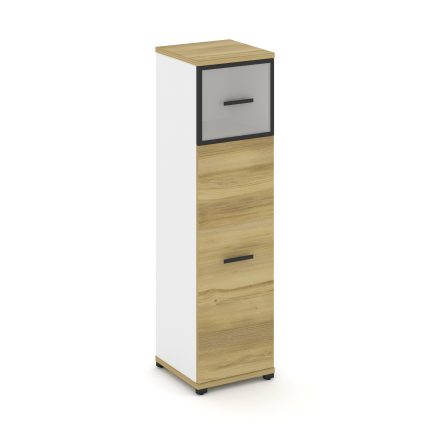 Concept Шкаф 1 узкая секция, 4 ниши CN.STU-414 RMB B Дуб Винченцо/Белый Бриллиант/Металл Черный/Сати