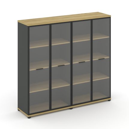 Concept Шкаф 2 широкие секции, 4 ниши CN.STS-426 RPB A Дуб Винченцо/Антрацит/Металл Антрацит/Прозрач