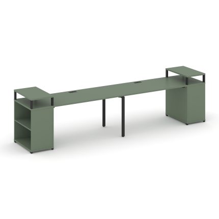 Concept Рабочая станция с опорными стеллажами с верх. горизонтами CN.ORS-205 Кобо/Металл Черный 2800