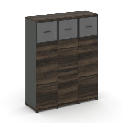 Concept Шкаф 3 узкие секции, 4 ниши CN.STU-434 RPB A Дуб Мали/Антрацит/Металл Антрацит/Прозрачный 12