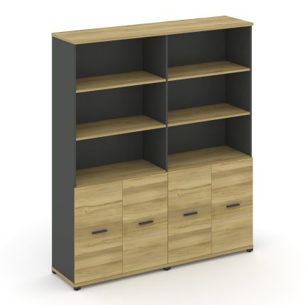 Concept Шкаф 2 широкие секции, 5 ниш CN.STS-521 A Дуб Винченцо/Антрацит/Металл Антрацит 1668*420*192