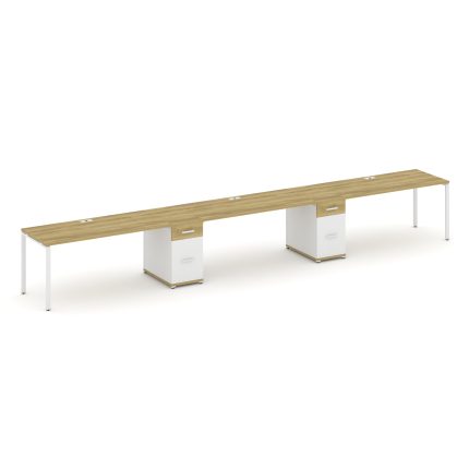 Concept Рабочая станция 3 места с 2 опорными тумбами CN.ORS-440 W Дуб Винченцо/Белый Бриллиант/Метал