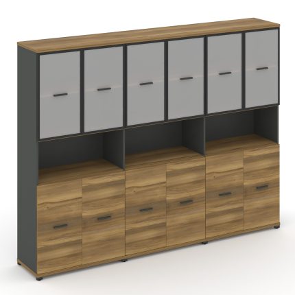 Concept Шкаф 3 широкие секции, 5 ниш CN.STS-533 RMB A Сандал Янтарный/Антрацит/Металл Антрацит/Сатин