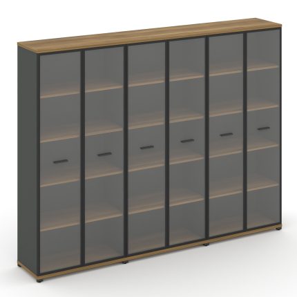 Concept Шкаф 3 широкие секции, 5 ниш CN.STS-538 RPB A Сандал Янтарный/Антрацит/Металл Антрацит/Прозр