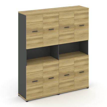 Concept Шкаф 2 широкие секции, 5 ниш CN.STS-523 A Дуб Винченцо/Антрацит/Металл Антрацит 1668*420*192