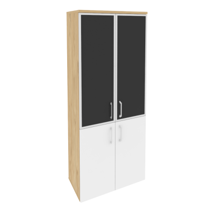 Onix Шкаф высокий широкий O.ST-1.2 R black Тиквуд Светлый/Белый Бриллиант/Cтекло Black 800*420*1977