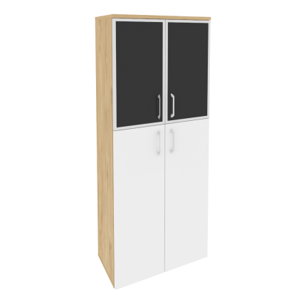 Onix Шкаф высокий широкий O.ST-1.7 R black Тиквуд Светлый/Белый Бриллиант/Cтекло Black 800*420*1977