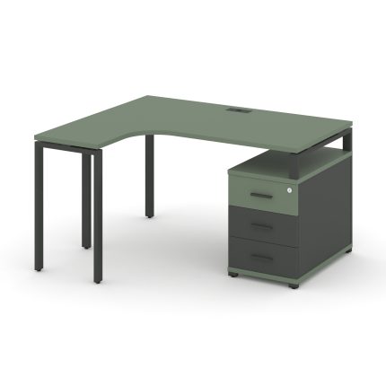 Concept Стол эргономичный с опорной тумбой CN.SA-303(L) A Кобо/Антрацит/Металл Антрацит 1580/1946*11