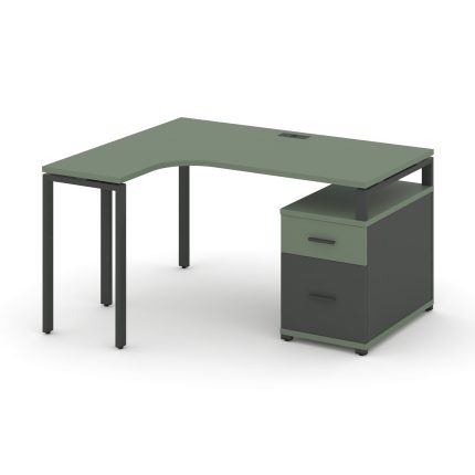 Concept Стол эргономичный с опорной тумбой CN.SA-304(L) A Кобо/Антрацит/Металл Антрацит 1580/1946*11