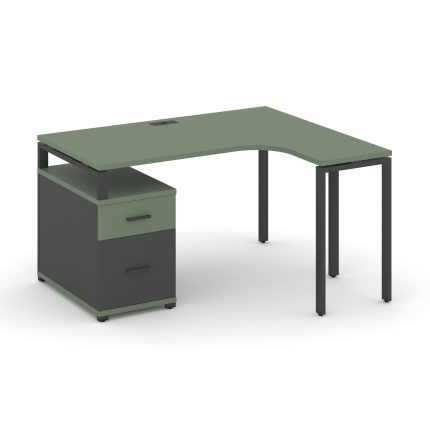 Concept Стол эргономичный с опорной тумбой CN.SA-302(R) A Кобо/Антрацит/Металл Антрацит 1380/1746*11