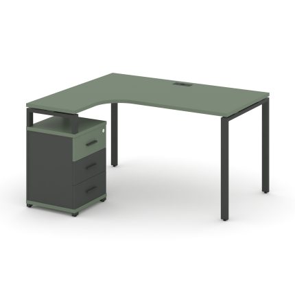 Concept Стол эргономичный с опорной тумбой CN.SA-307(L) A Кобо/Антрацит/Металл Антрацит 1580*1180/15