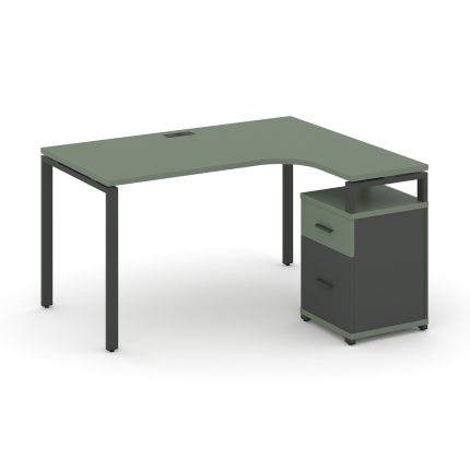 Concept Стол эргономичный с опорной тумбой CN.SA-306(R) A Кобо/Антрацит/Металл Антрацит 1380*1180/15