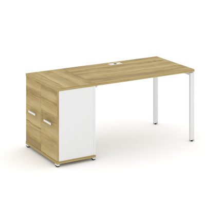 Concept Стол рабочий с опорным распаш. шкафом CN.SP-218 W Дуб Винченцо/Белый Бриллиант/Металл Белый