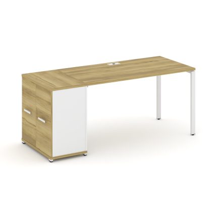 Concept Стол рабочий с опорным распаш. шкафом CN.SP-219 W Дуб Винченцо/Белый Бриллиант/Металл Белый