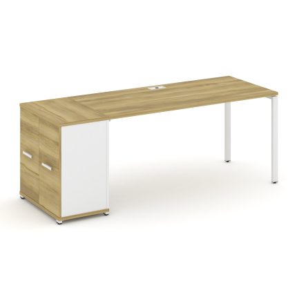Concept Стол рабочий с опорным распаш. шкафом CN.SP-220 W Дуб Винченцо/Белый Бриллиант/Металл Белый