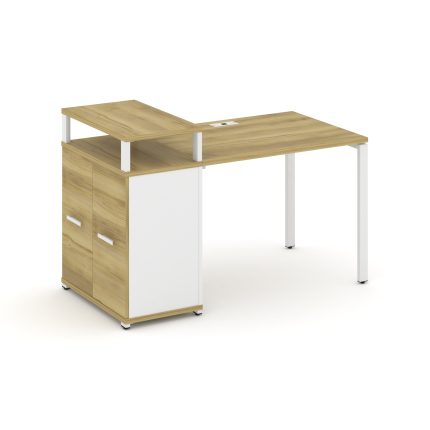 Concept Стол рабочий с опорным распаш. шкафом с верх. горизонтом  CN.SP-221 W Дуб Винченцо/Белый Бри