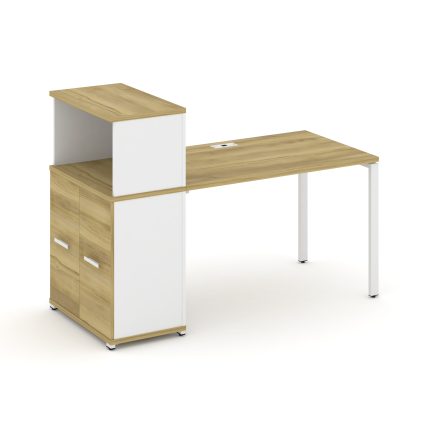 Concept Стол рабочий с опорным распаш. шкафом с надставкой низ. CN.SP-226 W Дуб Винченцо/Белый Брилл