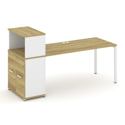 Concept Стол рабочий с опорным распаш. шкафом с надставкой низ. CN.SP-228 W Дуб Винченцо/Белый Брилл