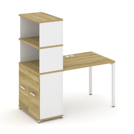 Concept Стол рабочий с опорным распаш. шкафом с надставкой выс. CN.SP-229 W Дуб Винченцо/Белый Брилл