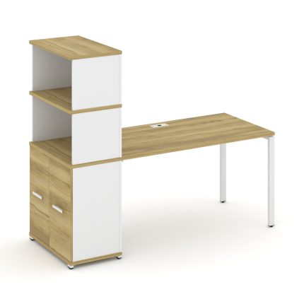 Concept Стол рабочий с опорным распаш. шкафом с надставкой выс. CN.SP-231 W Дуб Винченцо/Белый Брилл