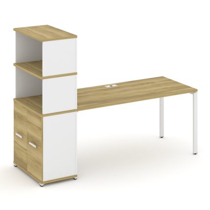 Concept Стол рабочий с опорным распаш. шкафом с надставкой выс. CN.SP-232 W Дуб Винченцо/Белый Брилл