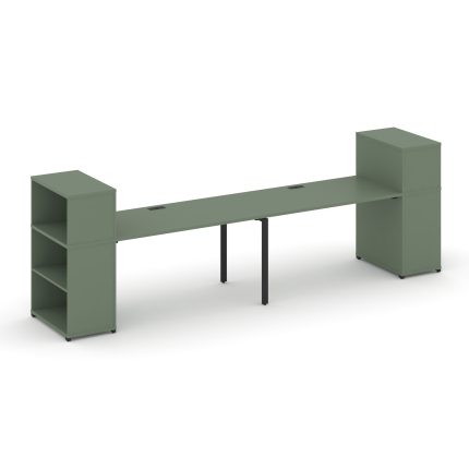 Concept Рабочая станция с опорными стеллажами с надставкой низ. CN.ORS-210 Кобо/Металл Черный 3200*7