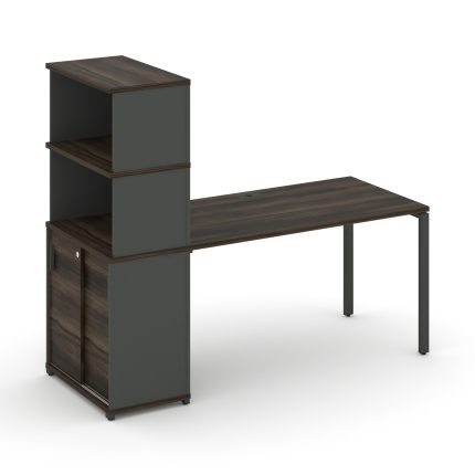 Concept Стол рабочий с опорным шкафом-купе с надставкой выс. CN.SP-243 A Дуб Мали/Антрацит/Металл Ан