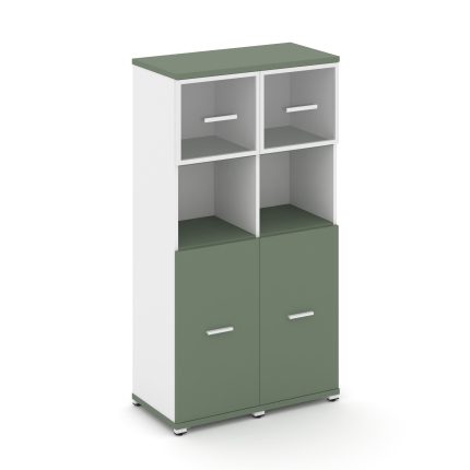 Concept Шкаф 2 узкие секции, 4 ниши CN.STU-425 RPW W Кобо/Белый Бриллиант/Металл Белый/Прозрачный 83