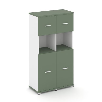 Concept Шкаф 2 узкие секции, 4 ниши CN.STU-425 W Кобо/Белый Бриллиант/Металл Белый 836*420*1554