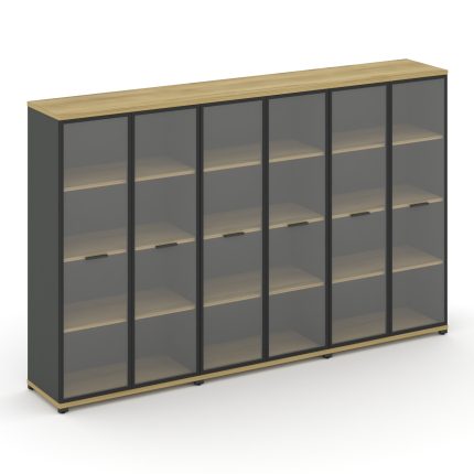 Concept Шкаф 3 широкие секции, 4 ниши CN.STS-436 RPB A Дуб Винченцо/Антрацит/Металл Антрацит/Прозрач