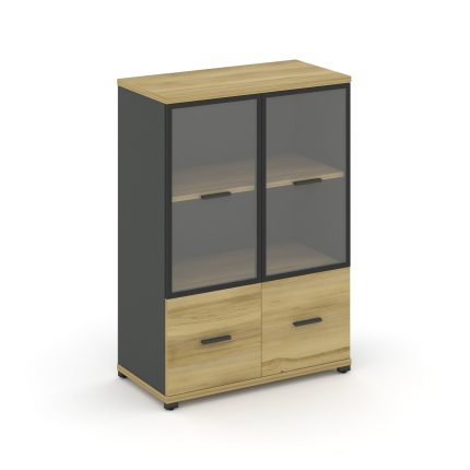 Concept Шкаф 1 широкая секция, 3 ниши CN.STS-312 RPB A Дуб Винченцо/Антрацит/Металл Антрацит/Прозрач