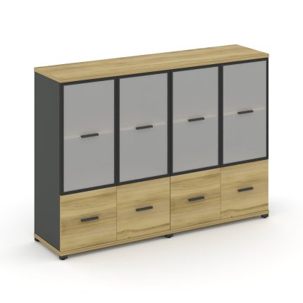 Concept Шкаф 2 широкие секции, 3 ниши CN.STS-322 RMB A Дуб Винченцо/Антрацит/Металл Антрацит/Сатин 1