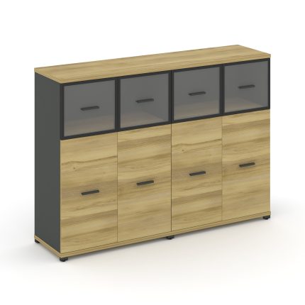 Concept Шкаф 2 широкие секции, 3 ниши CN.STS-324 RPB A Дуб Винченцо/Антрацит/Металл Антрацит/Прозрач